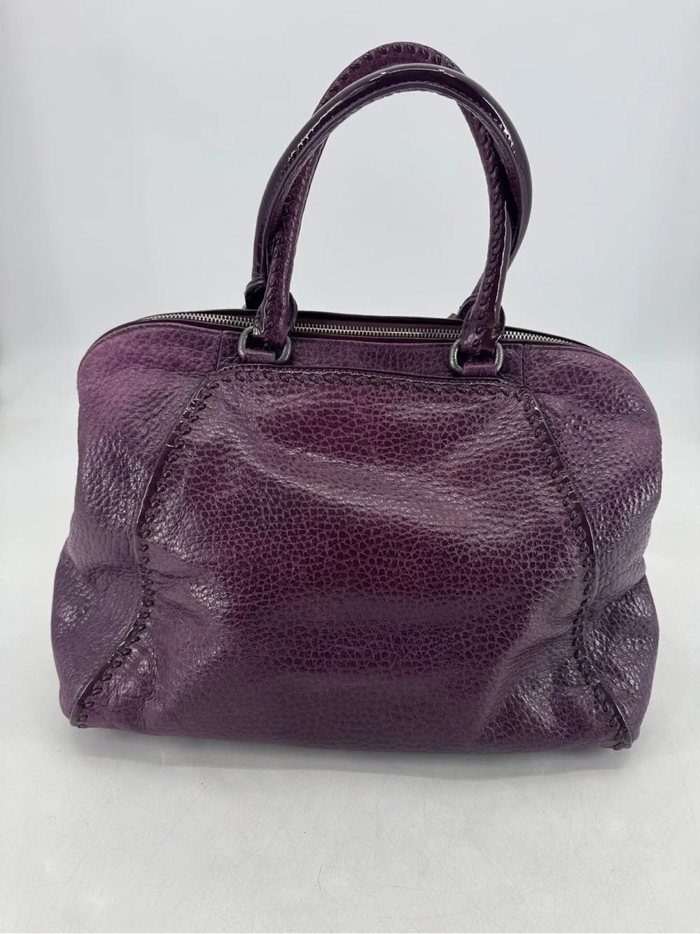 Brighton Joelle Loganberry Pebbled Leather Embellished Shoulder Bag Satchel